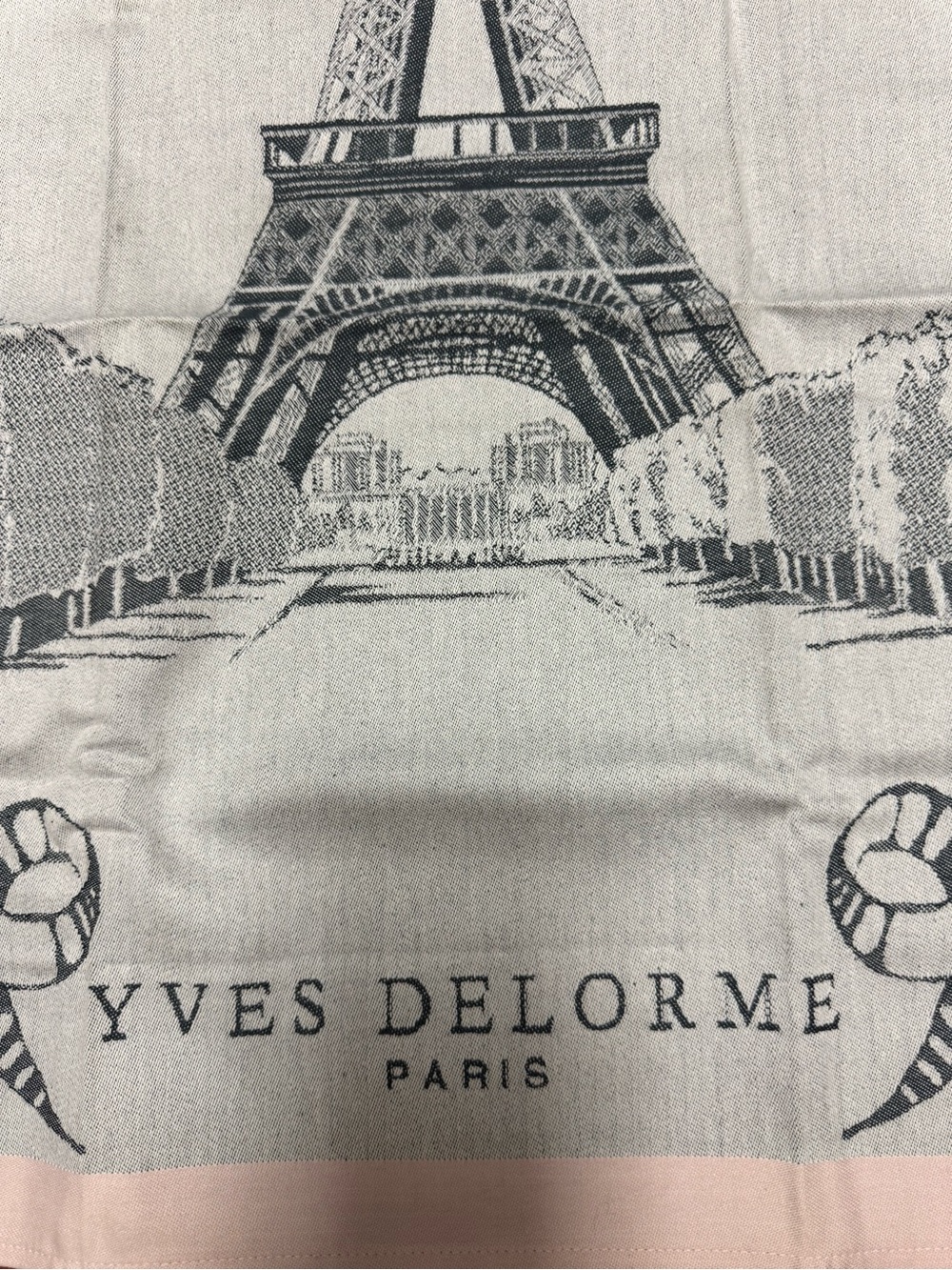 Yves Delorme Pink and Gray Eiffel Tower Bastille Day Tea Towel-NWT - Picture 2 of 5